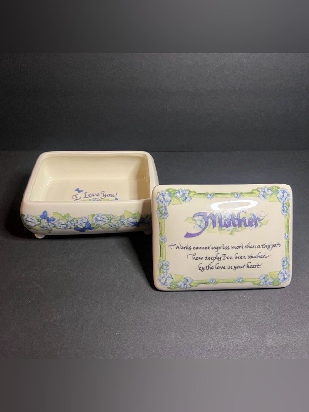 Audrey Jeanne's Expressions Porcelain Rectangular Mother Floral Gift Trinket Box